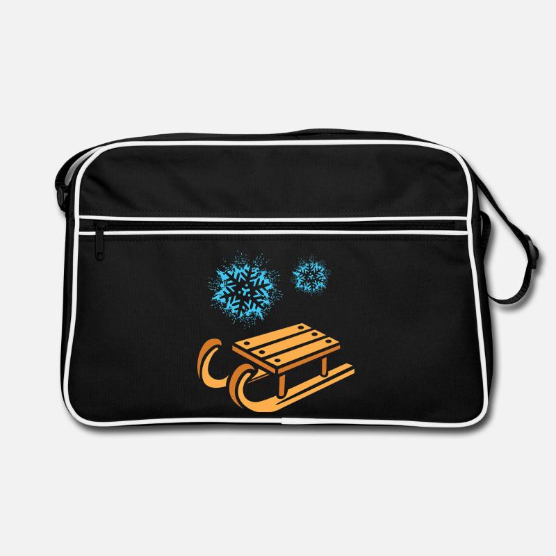 Schlitten mit Schneeflocken Cartoon Retro Tasche