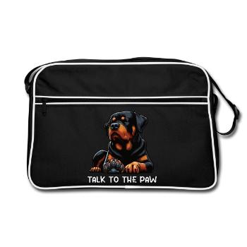 Parlez à la patte Rottweiler Propriétaire du rottweiler - Sac Retro - noir/blanc - Devant
