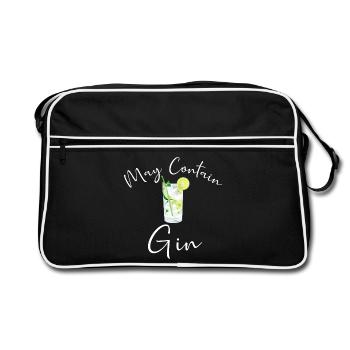Gin Drinker Bartender MAY CONTAIN GIN SAYING - Retro Bag - black/white - Front