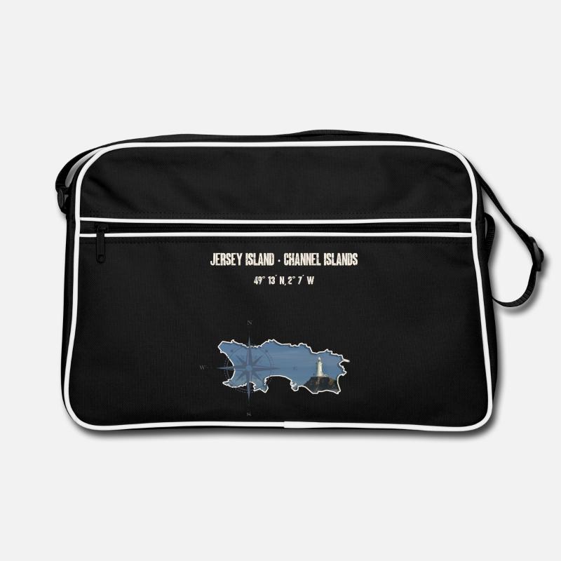 Jersey Island Map Lighthouse Coordinate Retro Bag