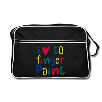 J’adore la peinture au doigt | Peinture Fun Design Kids - Sac Retro - noir/blanc - Devant