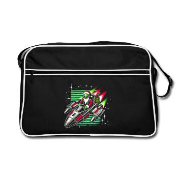 Alien Santa Space Sleigh Retro T-shirt de Noël - Sac Retro - noir/blanc - Devant