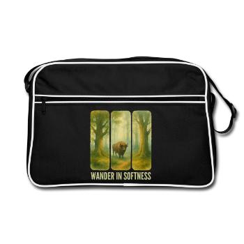 Wandering Bison in the Forest - Retro Bag - black/white - Front