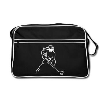Fille de hockey – Style mama hockey sur glace - Sac Retro - noir/blanc - Devant