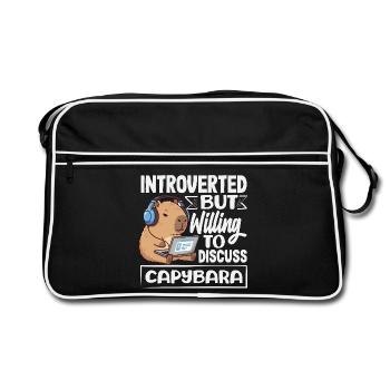 Introverti mais désireux de discuter de Capybara - Sac Retro - noir/blanc - Devant