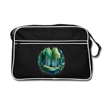 Wald Langbaum Naturmalerei-Druck - Retro Tasche - Schwarz/Weiß - Vorne