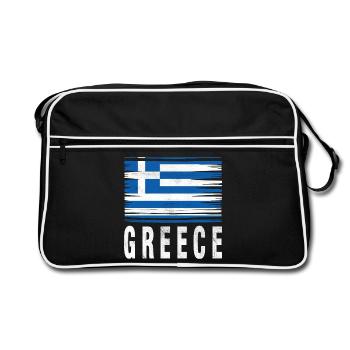 Drapeau au pinceau Grèce - Sac Retro - noir/blanc - Devant