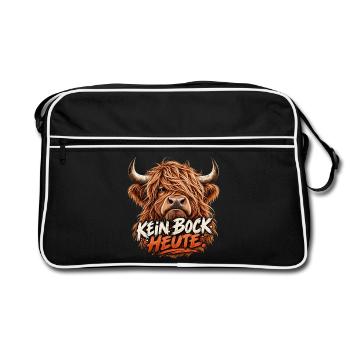 Kein Bock heute – Genervtes Highland-Rind - Retro Tasche - Schwarz/Weiß - Vorne