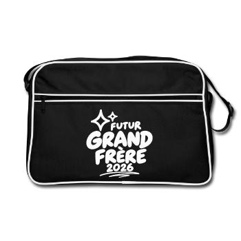 Zukünftiger großer Bruder 2026 - Retro Tasche - Schwarz/Weiß - Vorne