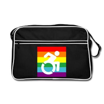 Handicapé, Gay, En fauteuil roulant, Pride, LGBTQ # - Sac Retro - noir/blanc - Devant