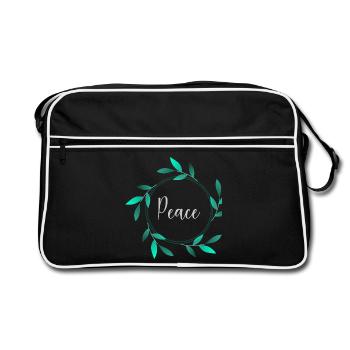 PEACE. PEACE. - FRIEDEN. FREIHEIT. - GLEICH. BRUDERSCHAFT. GLÜCK - Retro Tasche - Schwarz/Weiß - Vorne