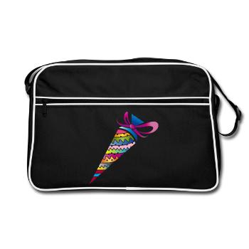 Sac d’école à motifs colorés pour la scolarisation - Sac Retro - noir/blanc - Devant