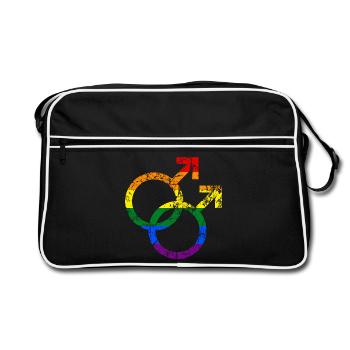 bunte LGBT Homosexuell böse Symbol Grunge Effekt - Retro Tasche - Schwarz/Weiß - Vorne