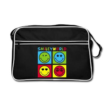 Smileys und vierfarbig - Retro Tasche - Schwarz/Weiß - Vorne