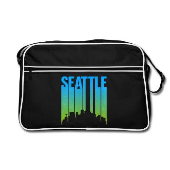 Seattle Neon Skyline Art Print - Retro Bag - black/white - Front