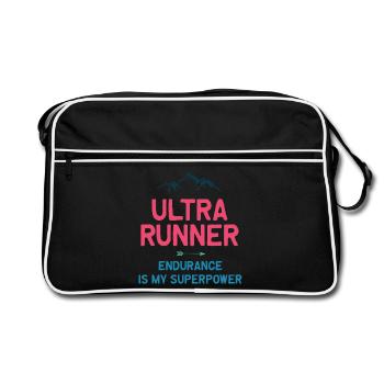 Ultra Runner - Ausdauer ist meine Superkraft - Retro Tasche - Schwarz/Weiß - Vorne