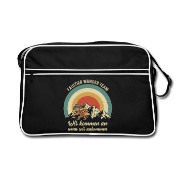 Wandern Faultier - Retro Tasche - Schwarz/Weiß - Vorne