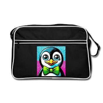 Penguin with bow tie Pop Art - Retro Bag - black/white - Front