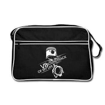 V8 Piston Soundtrack Engine Musclecar Big Block - Retro Bag - black/white - Front