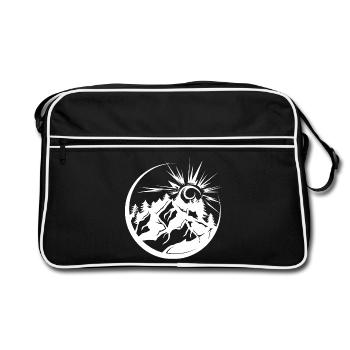 Mountains outdoor nature forest landscape graphic icon - Retro Bag - black/white - Front