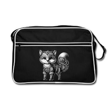 Artfully designed fox in black and white - Retro Bag - black/white - Front