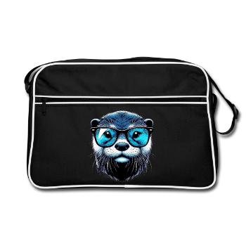 Loutre avec lunettes de soleil - Sac Retro - noir/blanc - Devant
