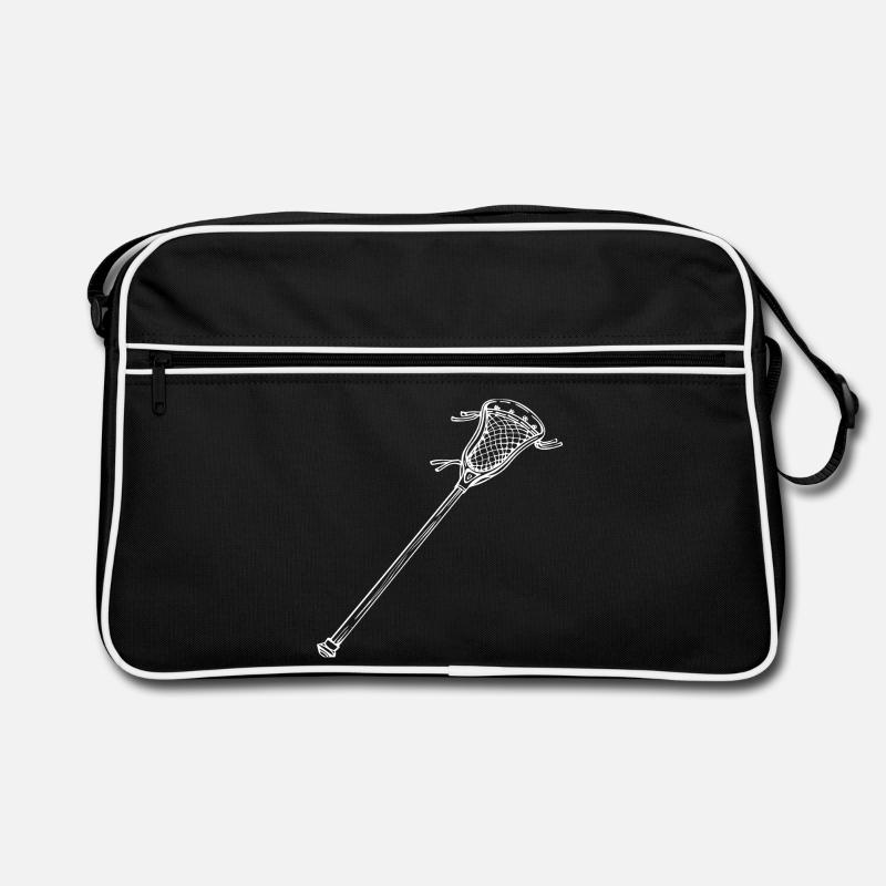 Lacrosseschläger Zeichnung - Retro Tasche - Schwarz/Weiß