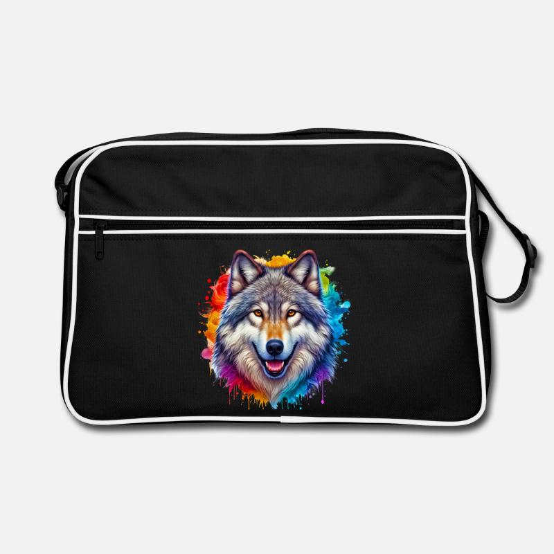 Wolf - Retro Tasche - Schwarz/Weiß