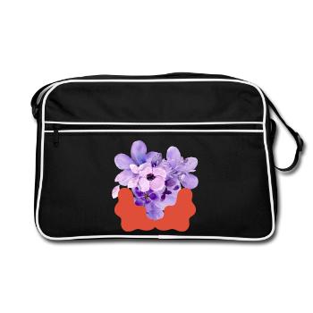 Purple Bloom with Coral Splash - Retro Bag - black/white - Front