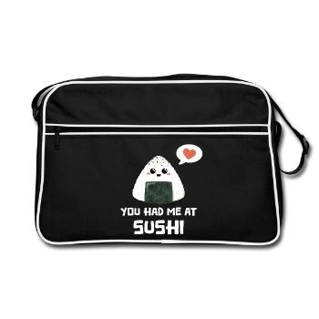 Sushi onigiri disant drôle - Sac Retro - noir/blanc - Devant