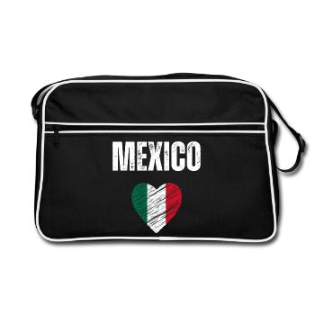 I love Mexico, flag of Mexico - Retro Bag - black/white - Front