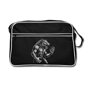 Fierce warewolf Illustration - Retro Bag - black/white - Front