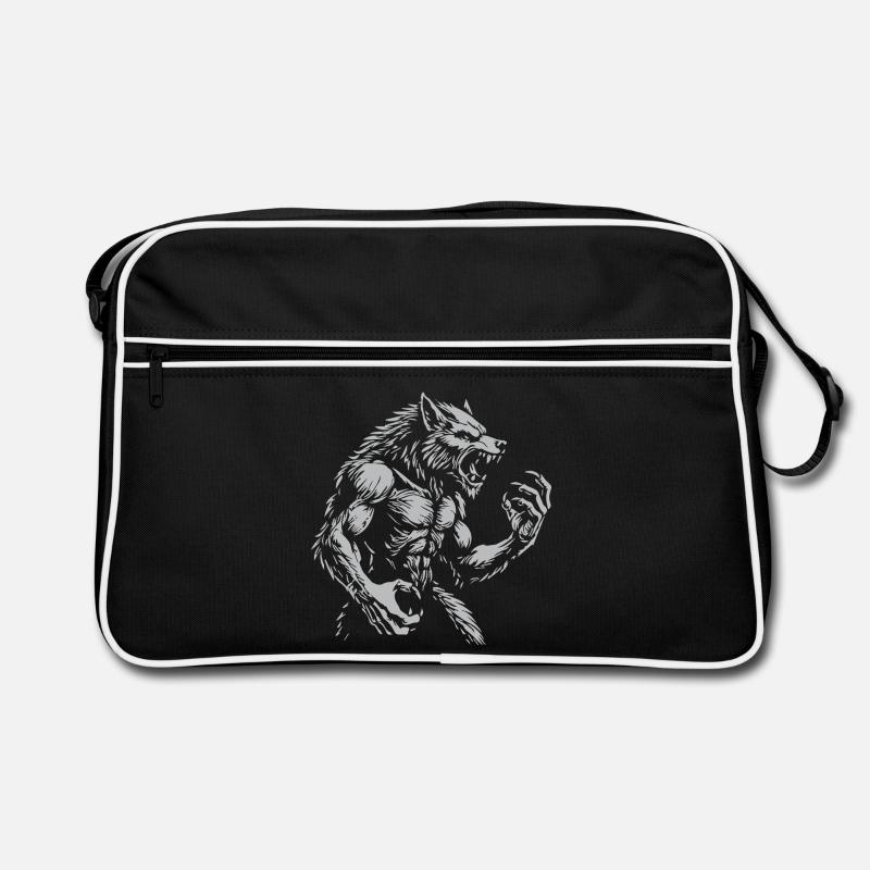 Fierce warewolf Illustration Retro Bag