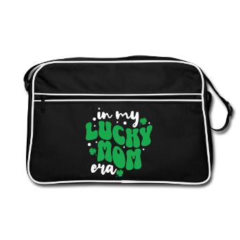 In My Lucky Mom Ära – St. Patrick's Day Mom Zitat - Retro Tasche - Schwarz/Weiß - Vorne