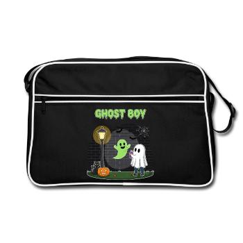 Ghost Boy Halloween Scene - Retro Bag - black/white - Front