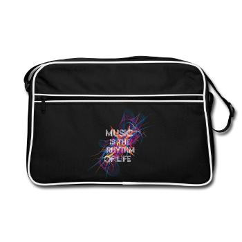 Musik ist der Rhythmus des Lebens - Retro Tasche - Schwarz/Weiß - Vorne
