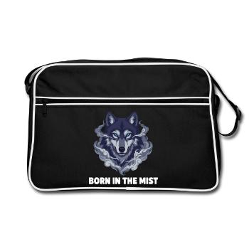 Nebelwolf : Wolfkopf dans la brume - Sac Retro - noir/blanc - Devant