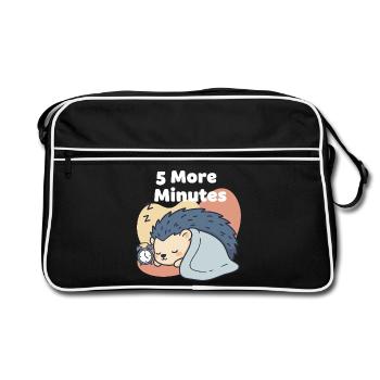 5 More Minutes Sleeping Hedgehog - Retro Bag - black/white - Front
