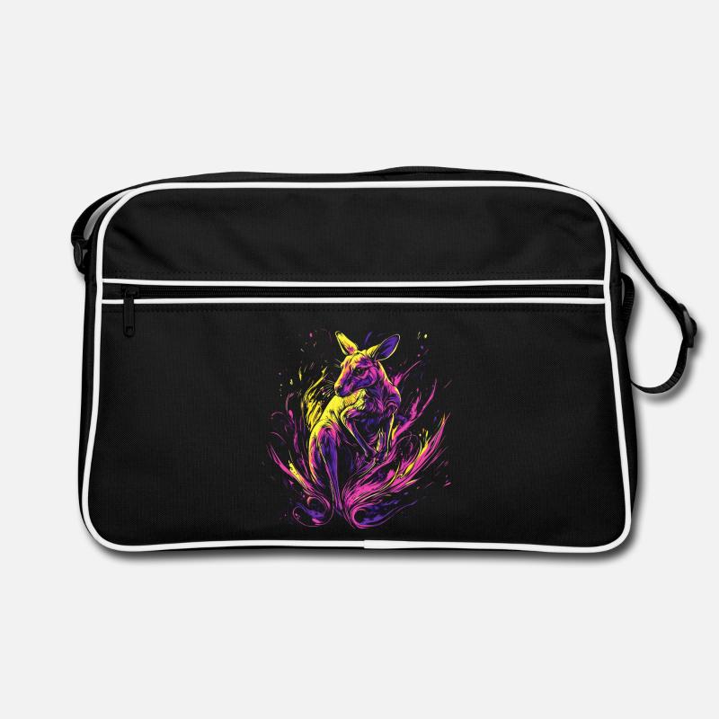 Känguru Tier Australien Down Under Neon Bunt Kunst Retro Tasche