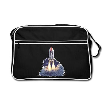 Astronomy Space Rocket Launch Exploration - Retro Bag - black/white - Front