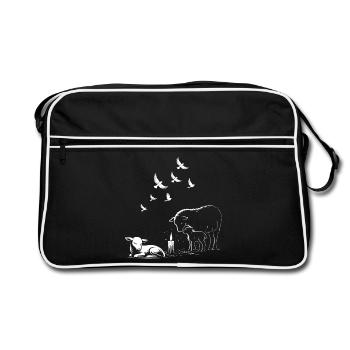 Agneaux imbolc avec bougies et pigeons volants - Sac Retro - noir/blanc - Devant