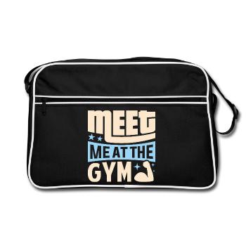 Meat Me at the Gym Fitness - jeu de mots - Sac Retro - noir/blanc - Devant