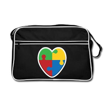 Puzzle du cœur de l’autisme - Sac Retro - noir/blanc - Devant