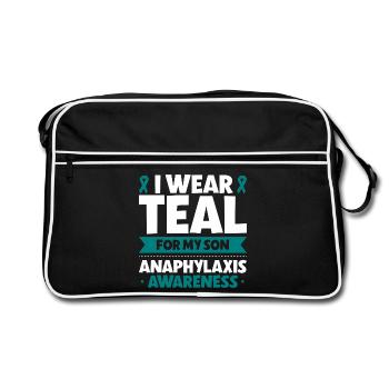 Anaphylaxie Sohn - Ich trag Türkis - Retro Tasche - Schwarz/Weiß - Vorne