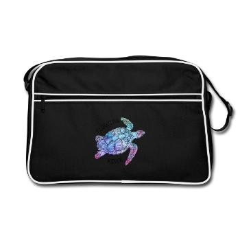 Tortue - rivière qui coule - Sac Retro - noir/blanc - Devant