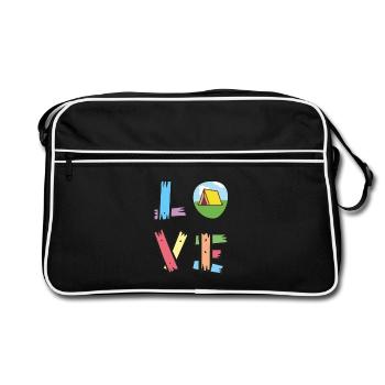J'aime le camping - Love Camper - Sac Retro - noir/blanc - Devant