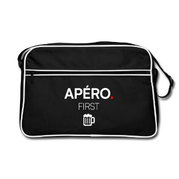 APERO FIRST | T-shirt humour apéro - Sac Retro - noir/blanc - Devant