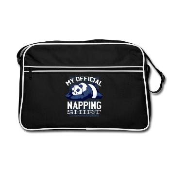 Mittagsschlaf Panda Nickerchen - Retro Tasche - Schwarz/Weiß - Vorne