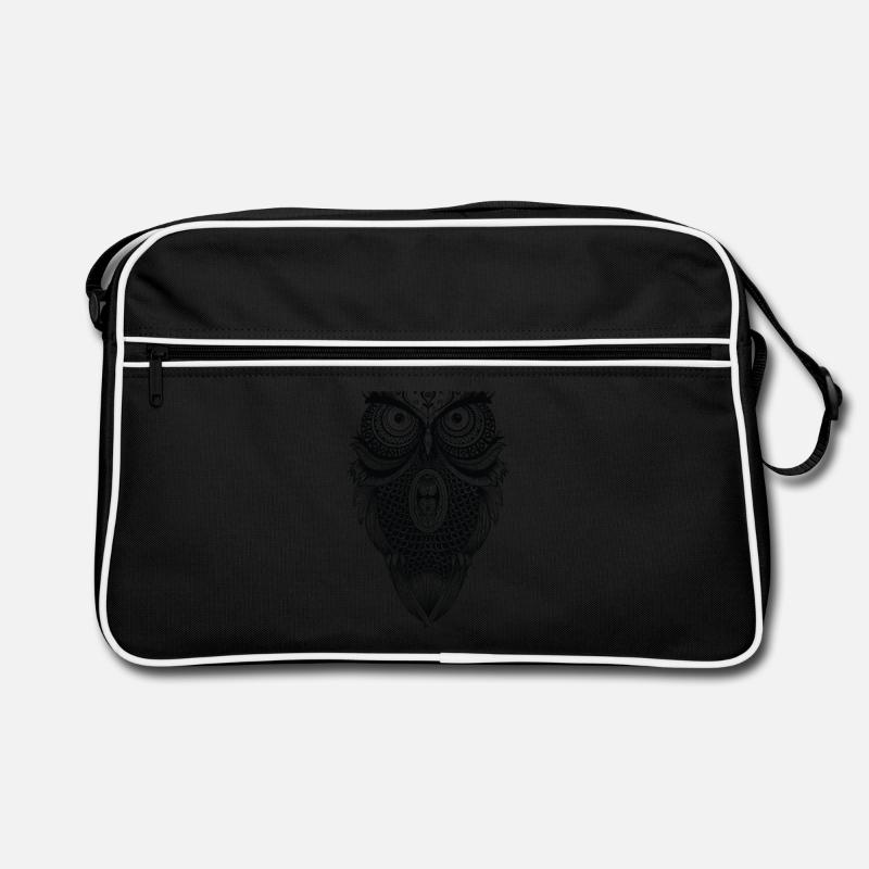 Mandala Eule - Retro Tasche - Schwarz/Weiß