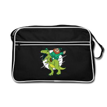 Dwarf rides Dino - Retro Bag - black/white - Front
